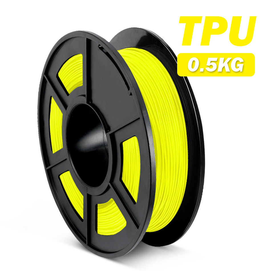 SUNLU TPU Filament 1,75 MM 0,5 kg Hohe Widerstandsfähigkeit flexibel TPU 3d Drucker Filament 100% Keine blasiert: TPU gelb