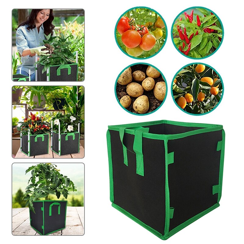 Bolsas de fieltro para cultivo de jardín, maceta de fieltro para cultivo de plantas, bolsa de plantación de tomate y patata, bolsas de vegetales para jardín, macetas de flores, herramienta de plantador