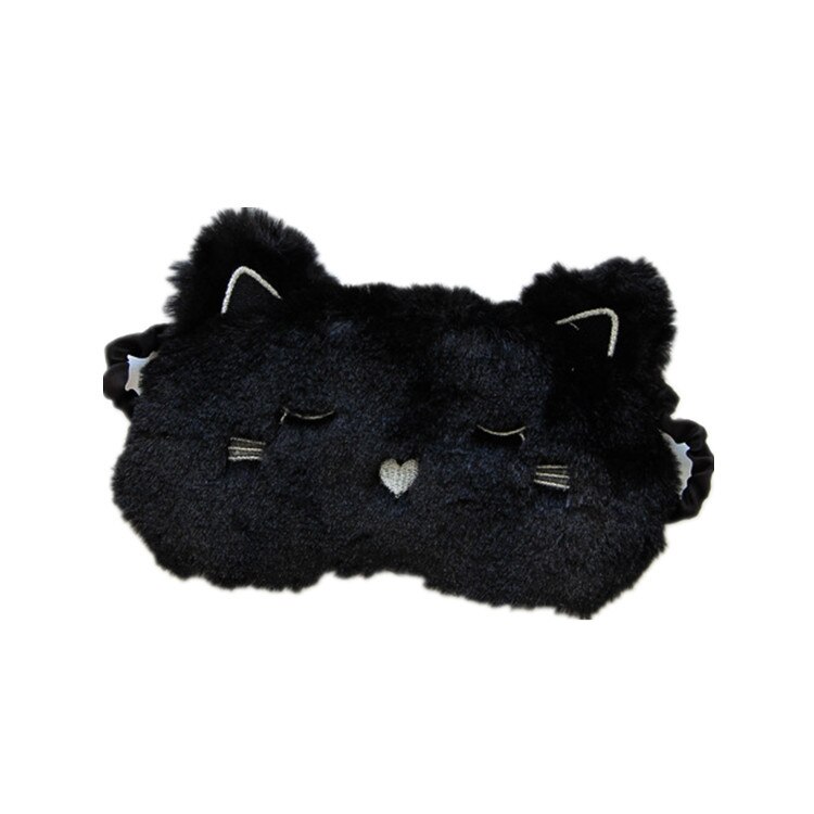 3D noir blanc chat dessin animé masque pour les yeux sommeil masque pour les yeux ronflement yeux chaton masque pour les yeux maison voyage lunettes ombrage sommeil sieste: Black Cat