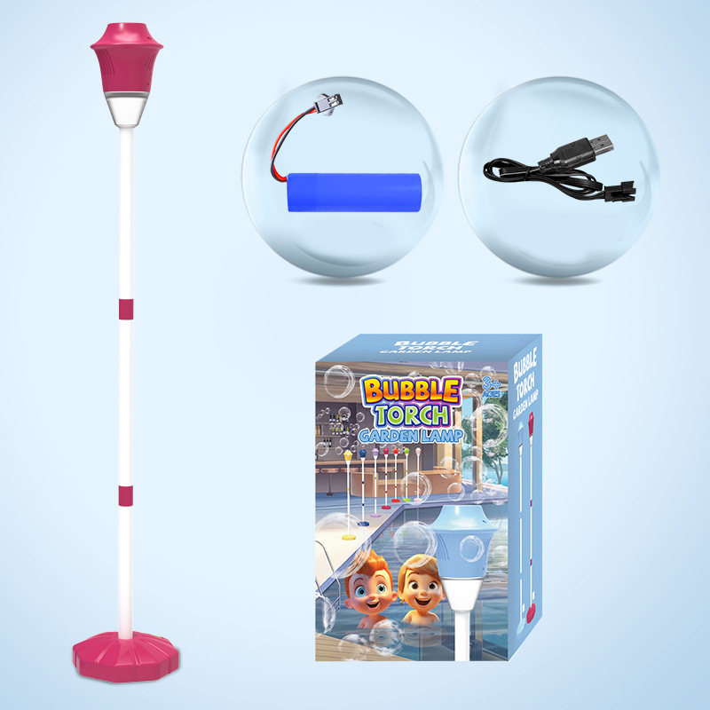 Bubble Torch Garden Lamp Rechargeable Adjustable Bubble Machine with Lights Music Auto Vertical Bubble Machine for Wedding: Red