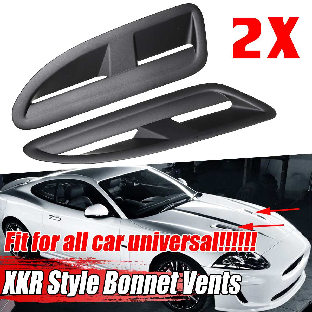 Left+Right XKR Style Universal Car Front Hoods Bonnet Vents Air Outlet Cover Trim For Jaguar XKR XK8 ABS Bonnet Vent Hood Cover