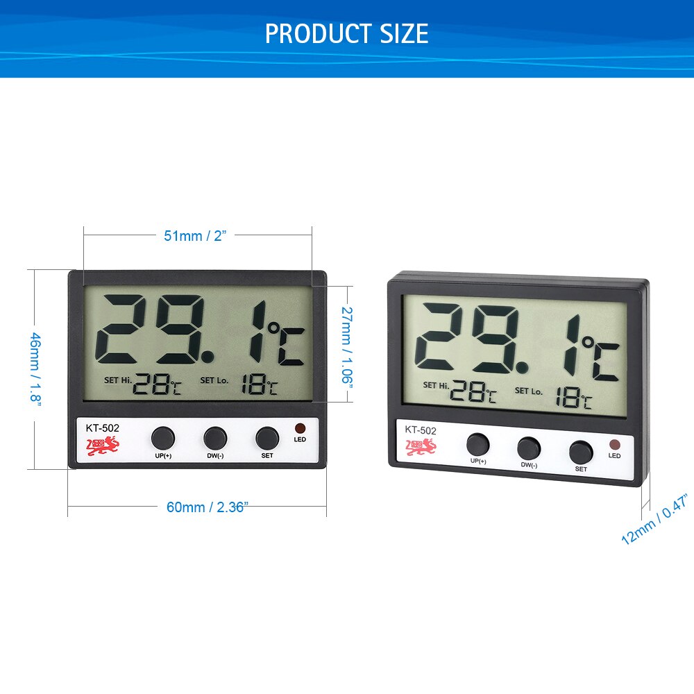 LCD Digital Fish Tank Aquarium Thermometer Submersible Aquarium Water Temperature Meter Temperature Control