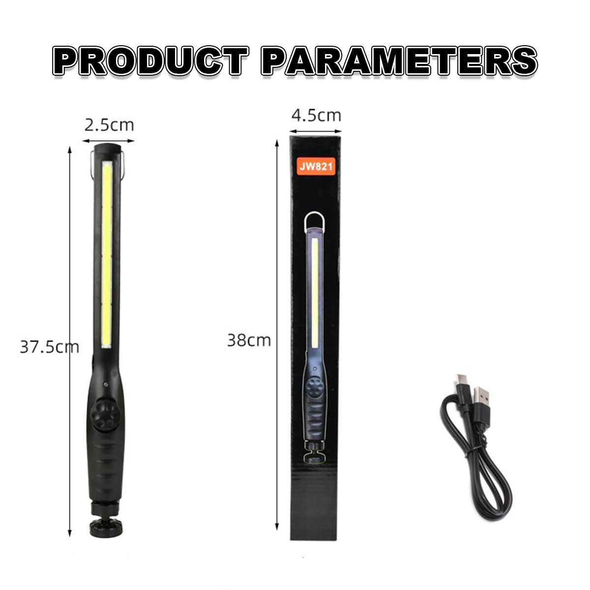 Geleide Waterdichte Werklicht Power Zaklamp Met Magneet Oplaadbare Draagbare Camping 360°Rotatie Base Helder Werklicht Usb Nieuw