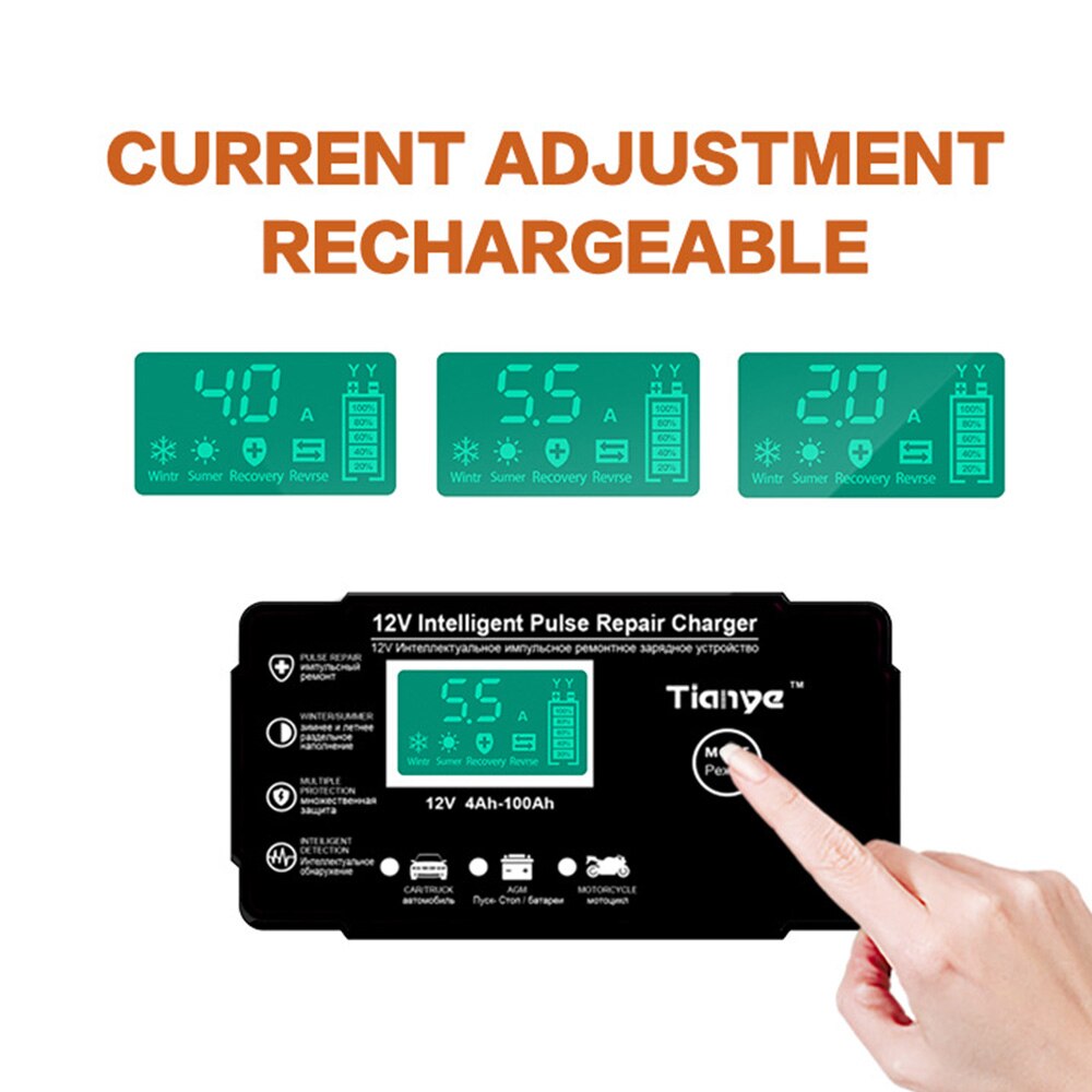 LEEPEE Car Battery Charger Full Automatic Fast Power Charging 12V 6A Agm Gel Wet Wet Dry Lead Acid Battery Charger Pulse Repair