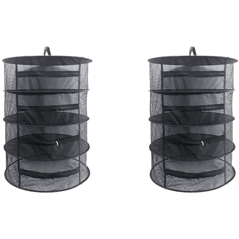 Étendoir à herbe filet 2 Pack 4 couches 2Ft séchoir à herbe maille séchoir à suspendre filet avec fermeture à glissière (noir): Default Title