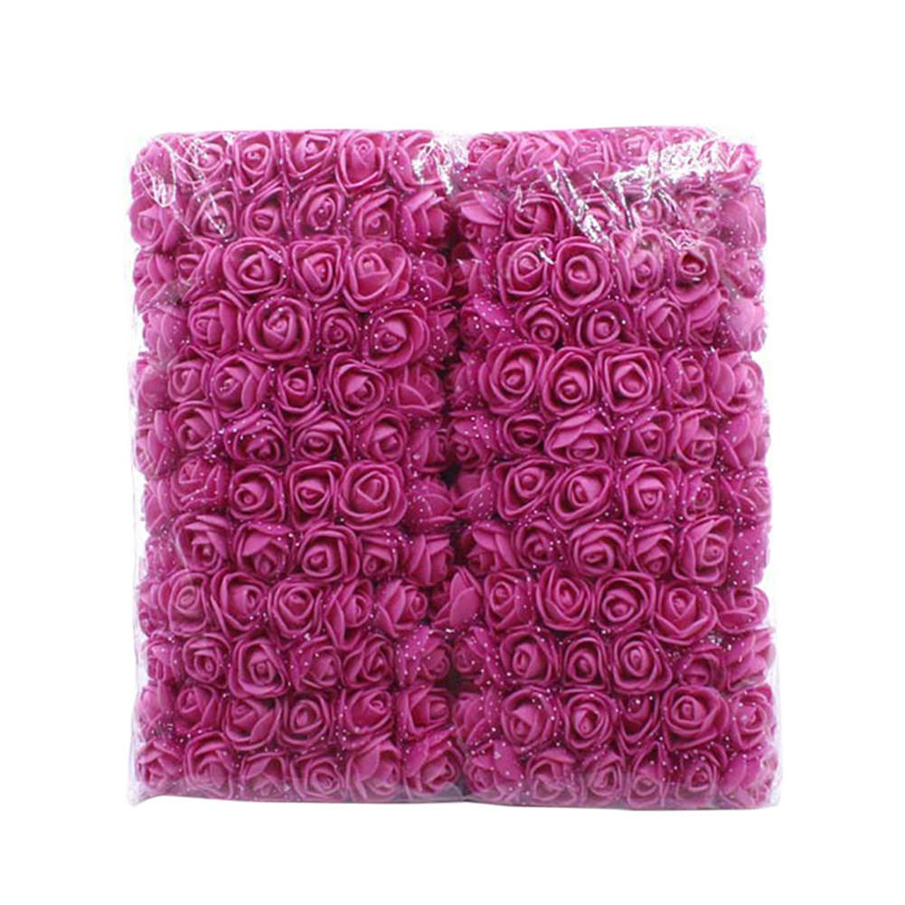 144 Stuks Kunstbloemen Mini Foam Rozen Met Stem Wedding Boeket Decor Decoratie Cake Decor Voor Intersperse: Rose red