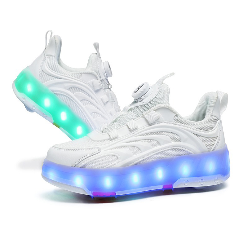 Latest 4 Wheel Roller Skates Sports Parkour Teens Roller Skates Walk Kids Deformation Roller Skates Shoes Children Unisex: green / 10