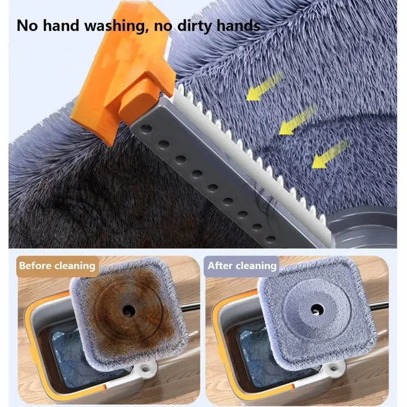 Handfreier faul quetschen Dreh Mopp mit Eimer, automatischer Bodenwischer, Nano-Mikrofasertuch, selbstreinigender quadratischer Mopp