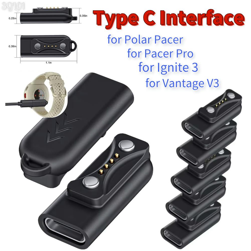 1/2 st. magnetisk laddningskabel av typ c, strömomvandlare, klockladdningsadapter för polar pacer/pacer pro för ignite 3/ vantage  v3