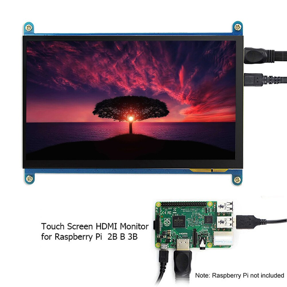 7-Inch 16.5*10.8*1.5 Cm Capacitieve Touchscreen Hd Hdmi Display + Beugel Voor Raspberry Pi 3B/3B/4B Nieuw En