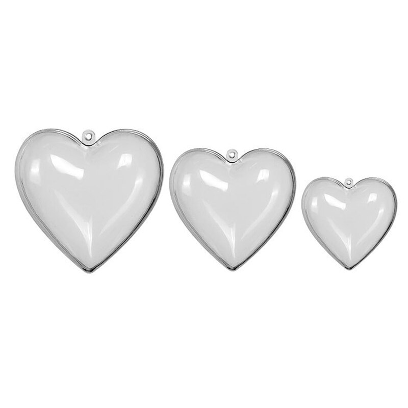 Boules en forme de cœur en plastique Transparent, 20 pièces, décor pour noël , bricolage maison