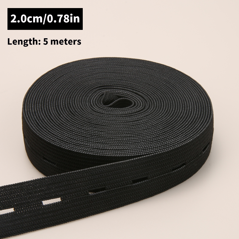 Cinturón elástico con agujero de botón de 5m, cinturón elástico con agujero de botón trenzado, cinturón elástico, accesorios de ropa de costura DIY: Plata antigua