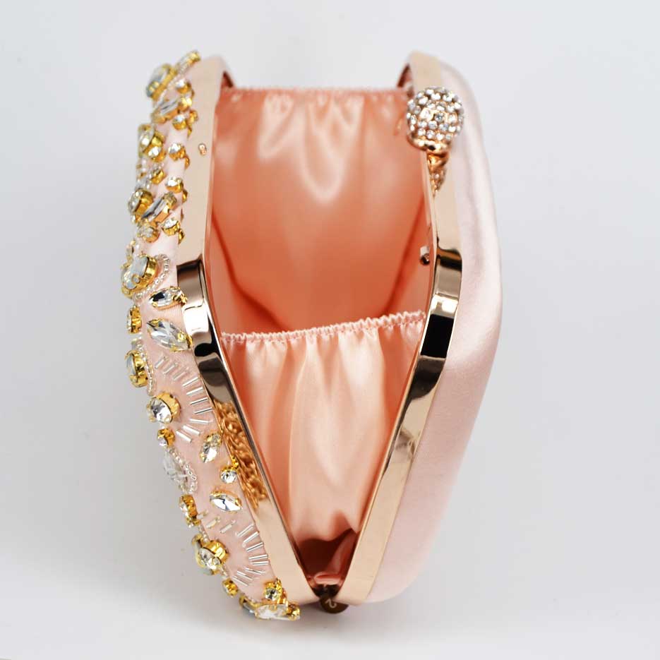 Kralen Crystal Avondtasje Kan Passen In Iphone Roze Satijnen Vrouwen Koppelingen Tassen Peach Dames Dag Koppelingen Party Purse z90
