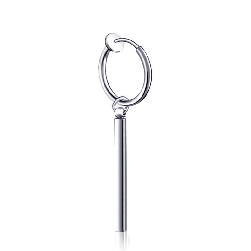 Pendientes falsos minimalistas de Roronoa Zoro, barra cuadrada, pendiente de aro colgante, Clip de oreja, pendiente de acero inoxidable, joyería para hombres: orange