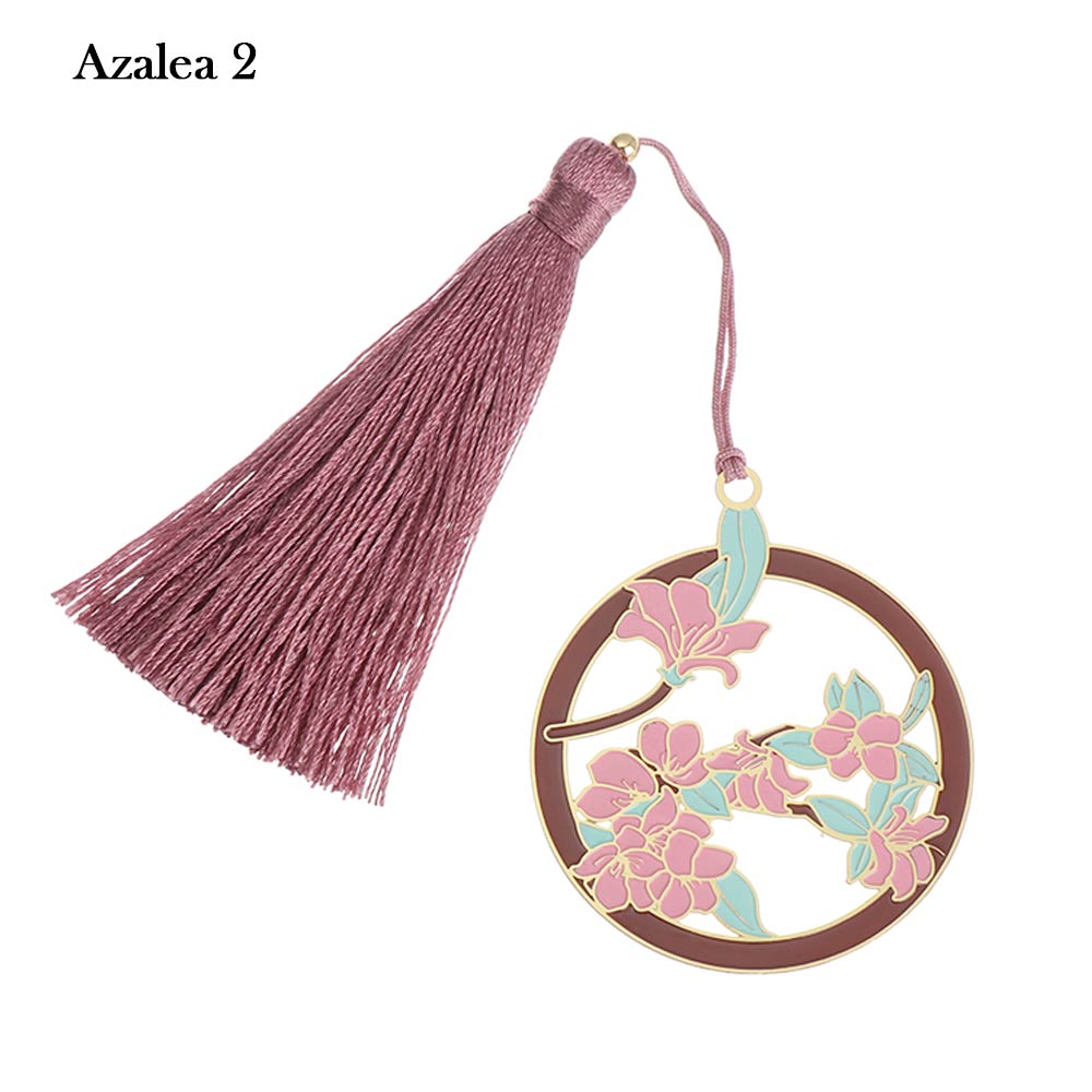 1PC Chinesischen Stil Gruppe Fan Form Metall Lesezeichen Höhlte Pflanze Blume Buch Clip Mit Quaste Anhänger Schule Büro versorgung: 12