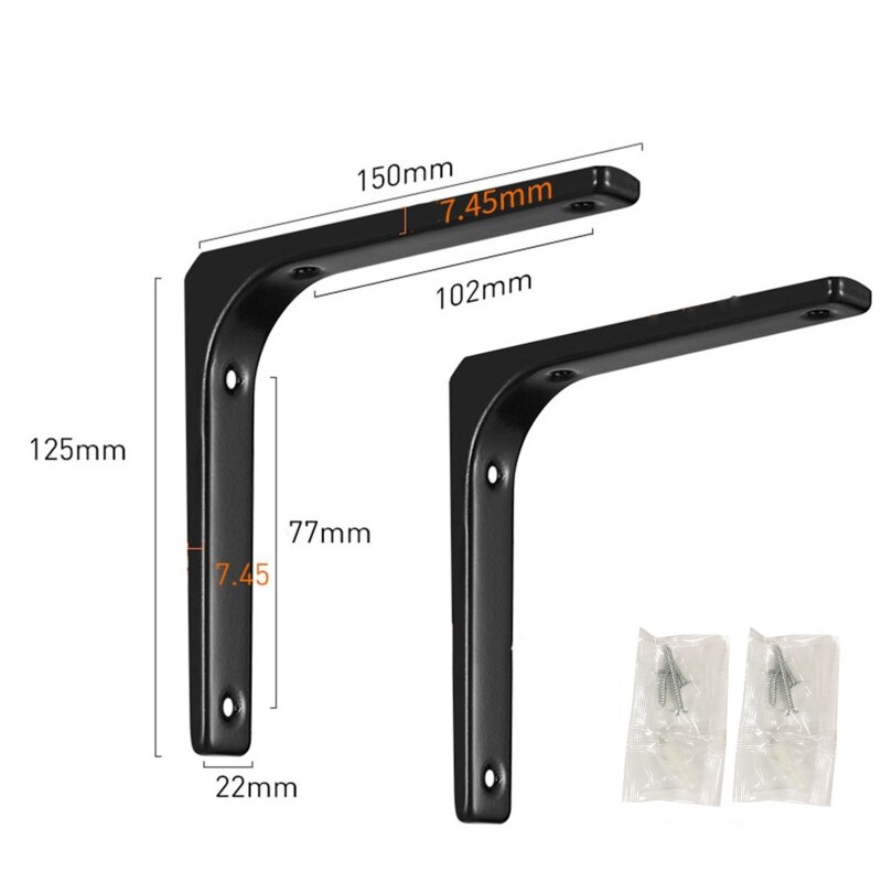 2pcs Shelf Brackets Thicken Iron L-Shaped Right Angle Corner Brace for Wall Hanging Furniture Connector Industrial Decorative: B2