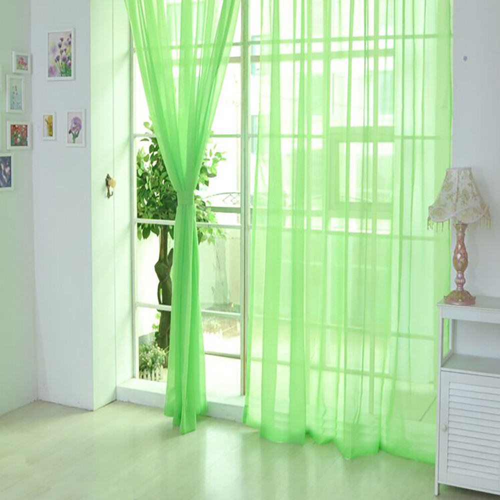 2 PCS 100x270cm rainbow Curtain Pure Color Tulle Door Window Curtain Drape Panel Sheer Scarf Valances Modern bedroom Living Room: C