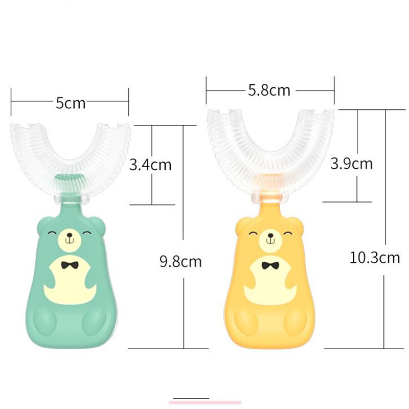 Leuke Cartoon Kids U-Vormige Tandenborstel Kind Siliconen Borstel Veiligheid Materiaal 360 Tandenborstel Floss Kinderen Tandenborstel U