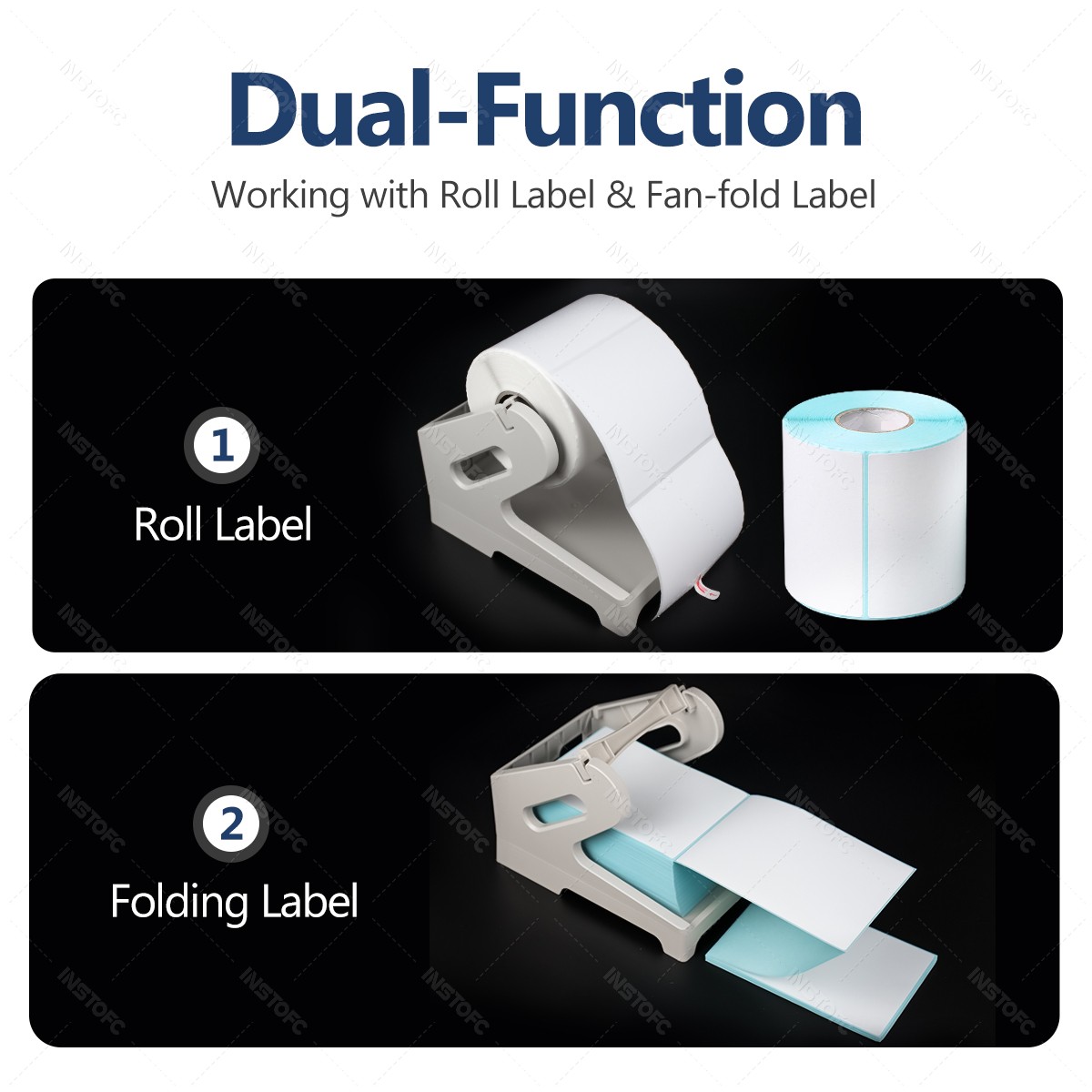 Label Holder for 4x6 Labels Printer Rolls and Fanfold Labels Sticker 2 in 1 Work for Desktop Themal Label Maker