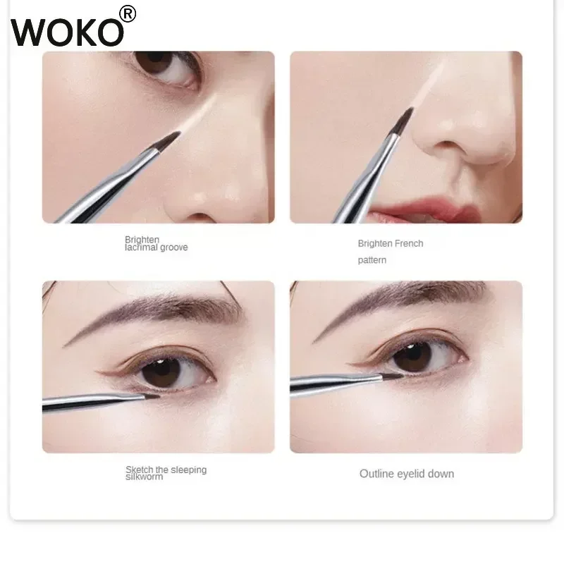 Pincel delineador de ojos con hoja mejorada, pincel plano para cejas de ángulo fino ultrafino debajo de los ojos, pincel de maquillaje, pinceles para detalles precisos