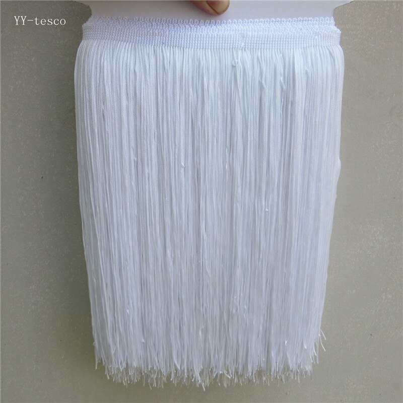 YY-tesaco 5yards 30cm Wide Lace Fringe Trim Tassel Fringe Trimming For DIY Latin Dress Stage Clothes Accessories Lace Ribbon: White