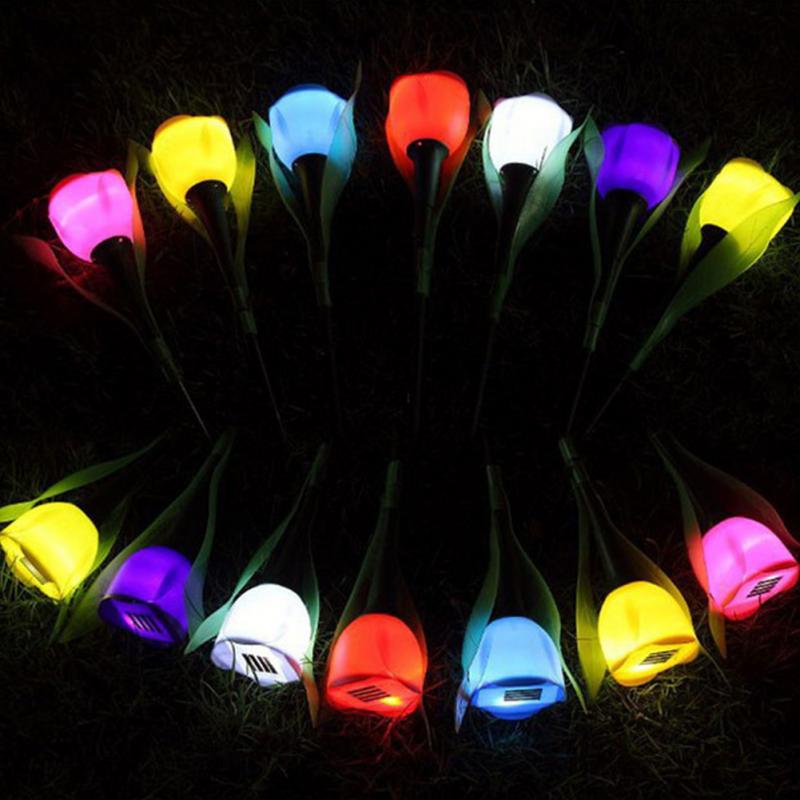 8 farger utendørs hage solcellelys solcelledrevet led tulipan hjemme plenlampe landskap natt blomsterlampe 1pc