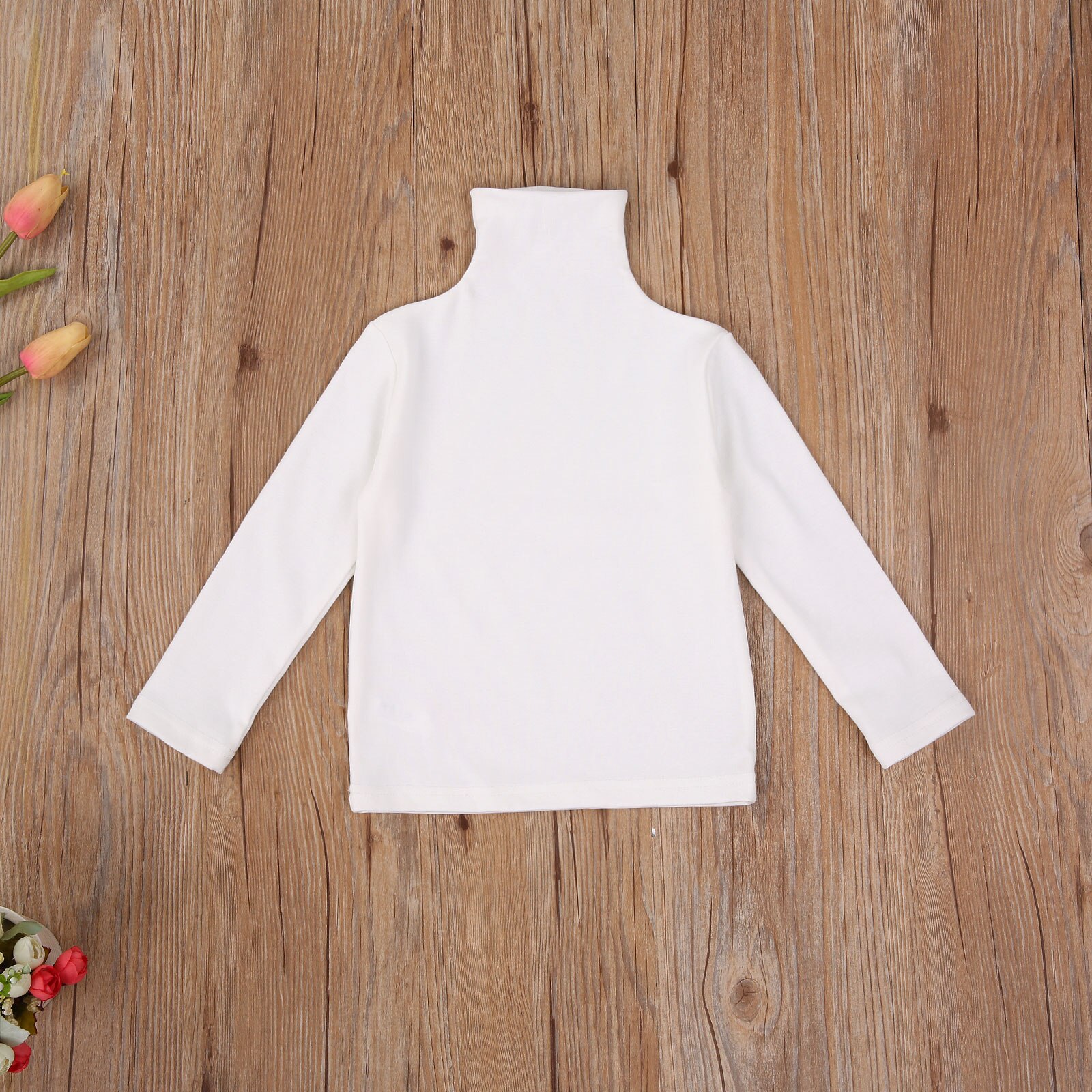 Peuter Infant Kid Kind Meisje T-shirt Wit Zwart Grijs Herfst Lange Mouwen Coltrui Herfst T Shirt Top