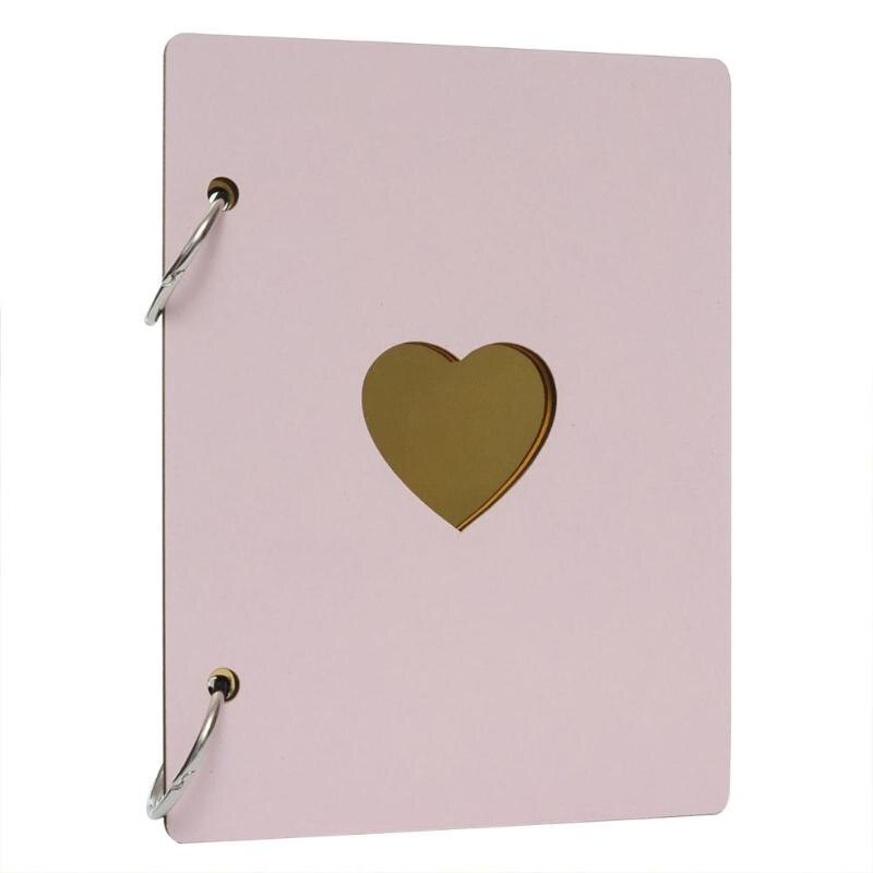 6 pollici retrò in Legno Foto di Copertina album Creativo Scavato Cuore di Amore A Mano FAI DA TE album di Foto album Libro Complementi Arredo Casa Regalo Dei Capretti: Colore rosa