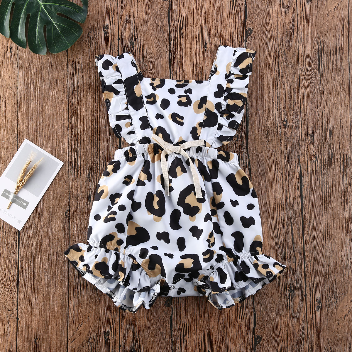 Pudcoco nyfødt baby pige tøj leopard print ærmeløs flæse romper jumpsuit ét stykke tøj bomuld sunsuit tøj sommer: 6m