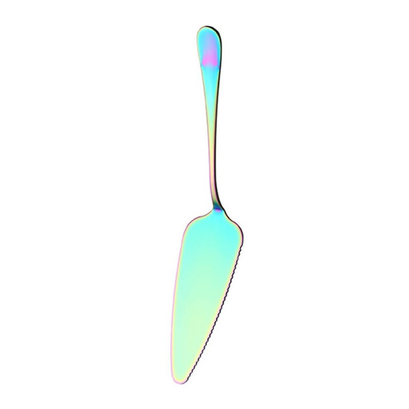 Rustfritt stål trekantet gyllentannet kakespade pizza spade ostspade kakestålkniv: D