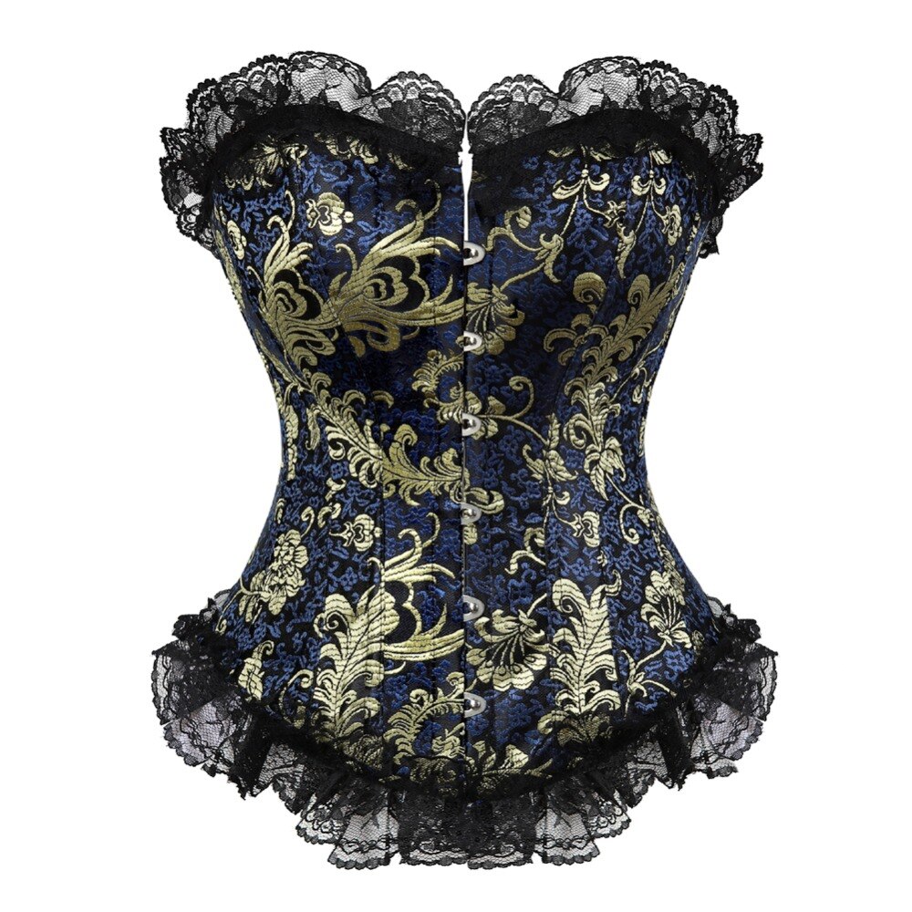 Corset dentelle rouge Caudatus avec nœud à volants pour femmes grande taille Corset taille bleu Corset et Bustier Outwear haut Vintage