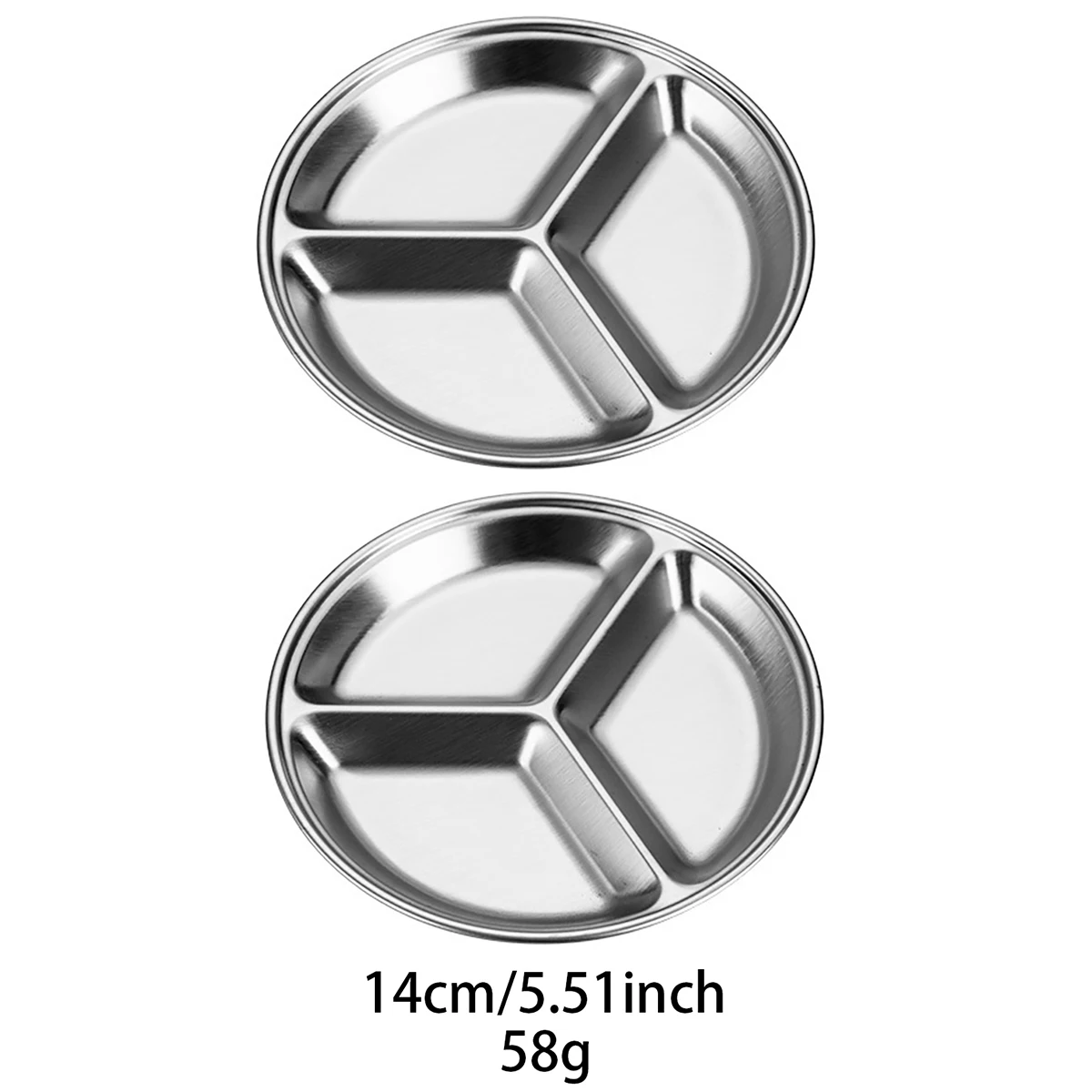 2pcs/set Korean Style Barbecue Dipping Dish Stainless Steel Circular Grid Plate Thickened Golden Sauce Dish Snack Plate: Light Grey