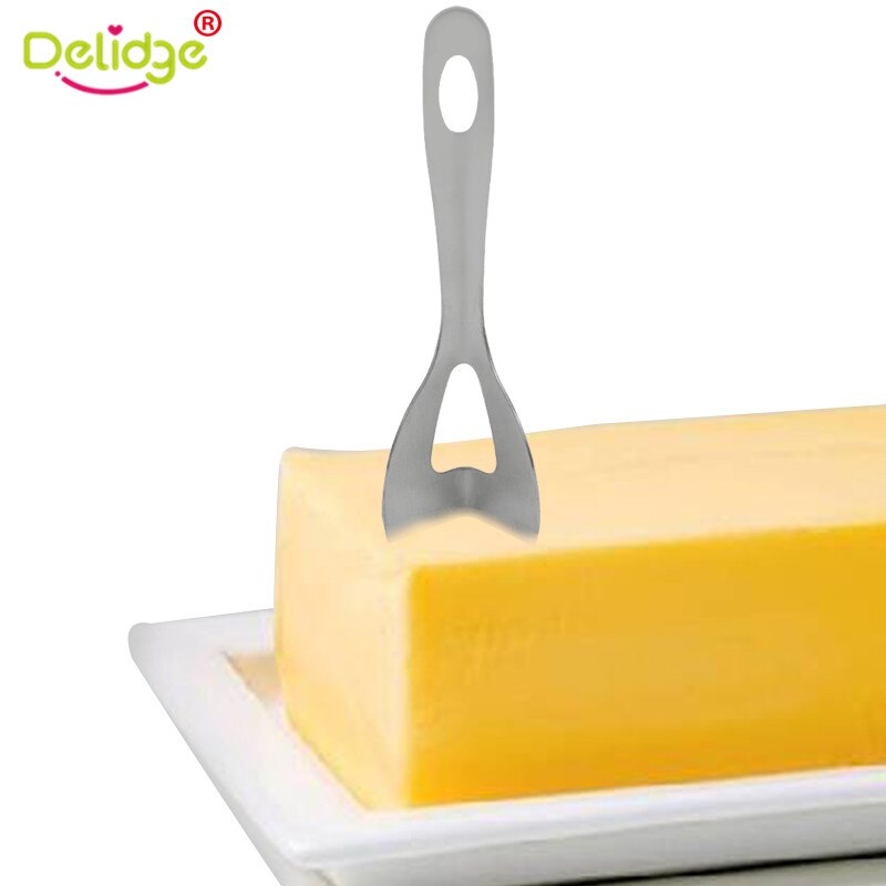 Delidge 1 pc rustfrit stål firkantet bøjet ost kniv smør cutter kage dej skærefamilie familie fest service køkken tilbehør