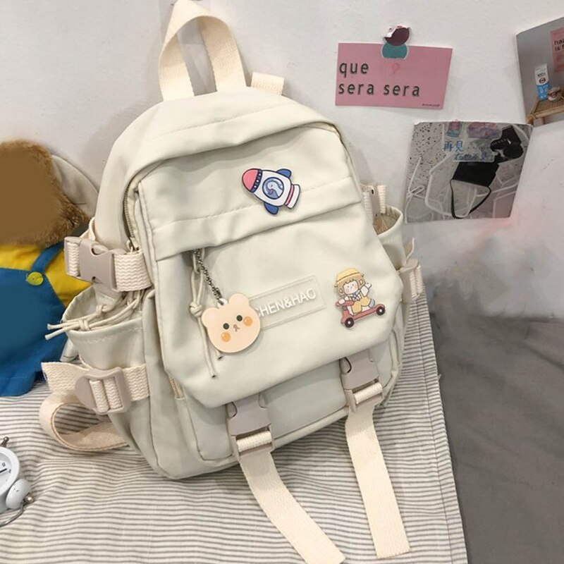 Zaino multifunzionale adorabile zaino da viaggio portatile con fibbia ad anello per ragazza zaino da donna con Badge piccolo zainetto femminile