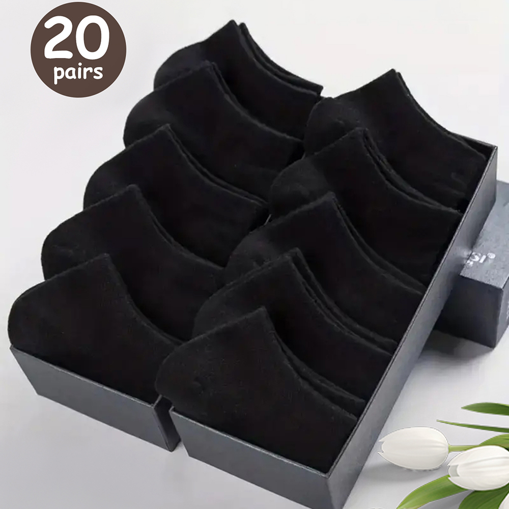 10/20/40 pares de calcetines náuticos para hombre, calcetines deportivos de negocios con absorción de sudor para verano y otoño, calcetines tobilleros versátiles de Color sólido: LIGHT BLUE