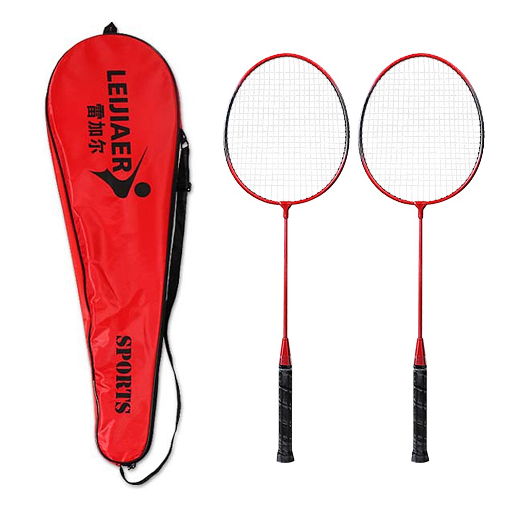 2 jogador conjunto de raquete badminton esportes ao ar livre indoor estudantes crianças prática raquete badminton com saco capa: Vermelho