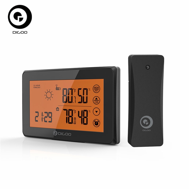 Digoo Smart Touch Screen Lcd Weerstation Met Afstandsbediening Sensor Wekker 12/24 H Weersverwachting Temperatuur Vochtigheid alarm