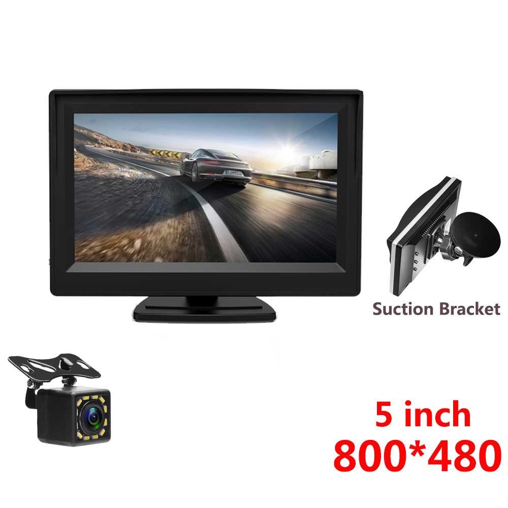 5 Inch Tft Lcd-scherm Auto Monitor Hd 800*480 Omkeren Parking Monitor Met 2 Video-ingang Voor Reverse achteruitrijcamera: 5 inch-12