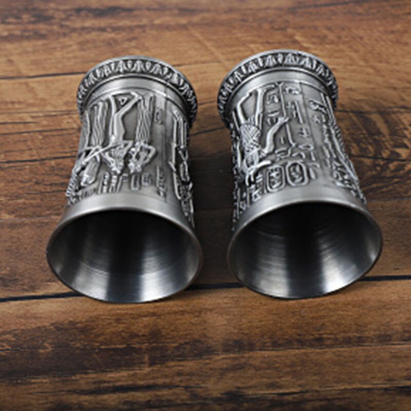 Gammeldags egypten myte kort glas kop retro bronze 3d prægning udskæring metal kop spiritus lille bæger cocktail vin glas