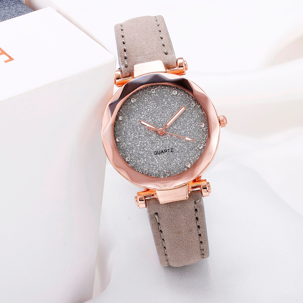 Trend Vrouwen Quartz Diamond Polshorloge Rose Goud Vrouwelijke Lederen Riem Horloge Ultra-Dunne Montre Femme Relogio feminino