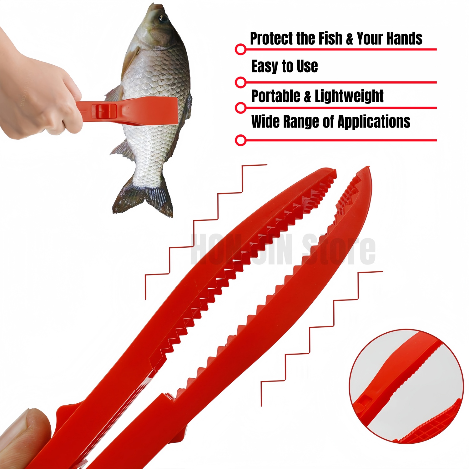 1 Set Fishing Body Tongs Gripper With Plastic Holder Switch Lock Catch Fishing Gear