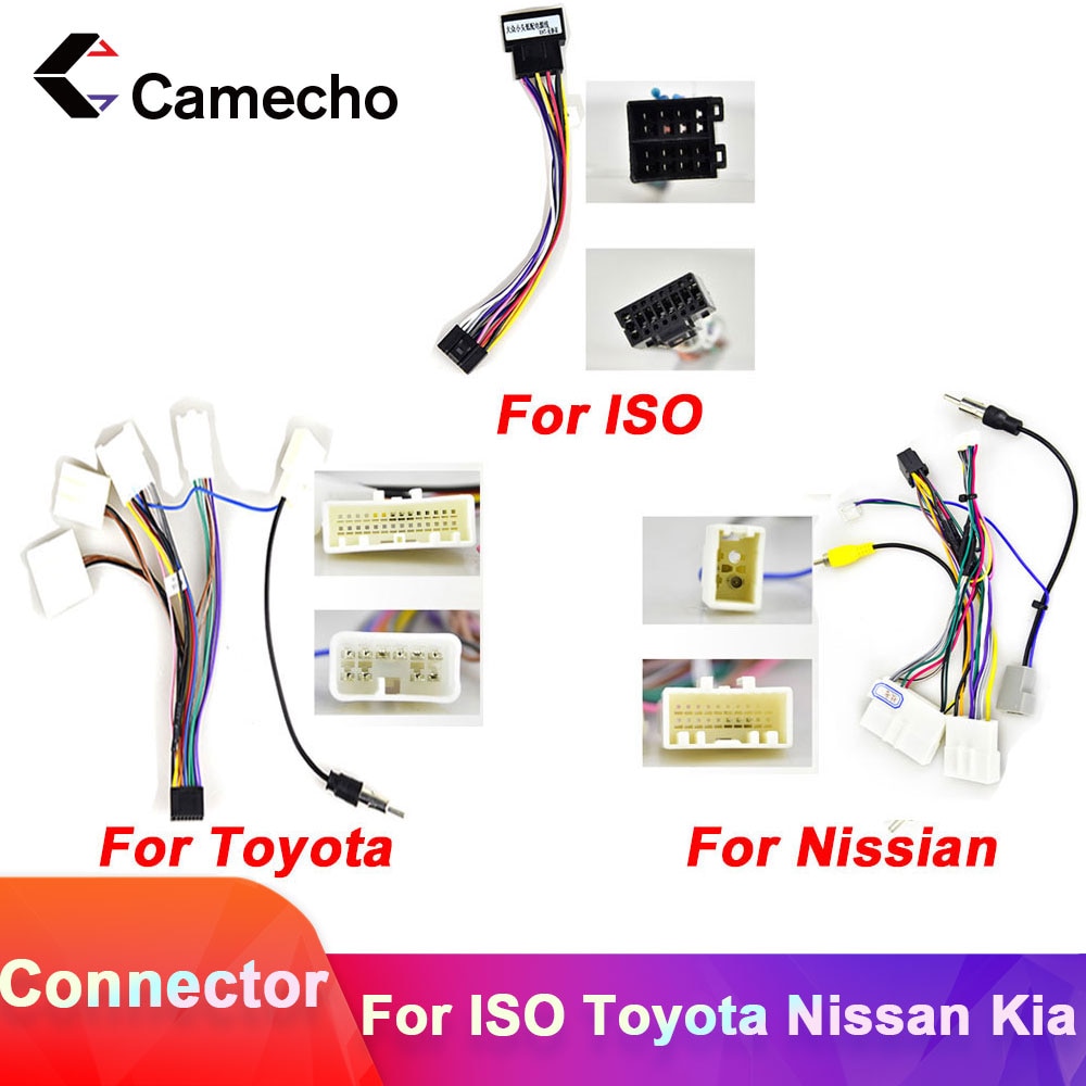 Camecho-Cable de Radio para coche, conector adaptador de Cable para Volkswagen, ISO, Hyundai, Kia, Honda, Toyota y Nissan, 2Din