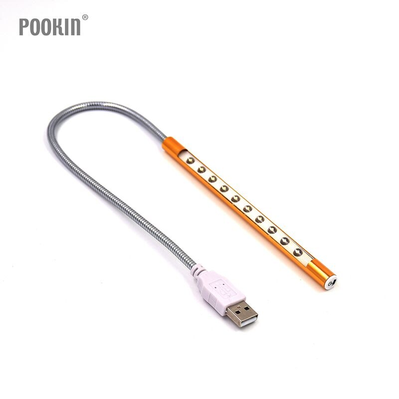 Mini 10 LED S interrupteur tactile Version USB lumière Flexible en métal LED lampe de Table livre lumières pour ordinateur portable ordinateur portable