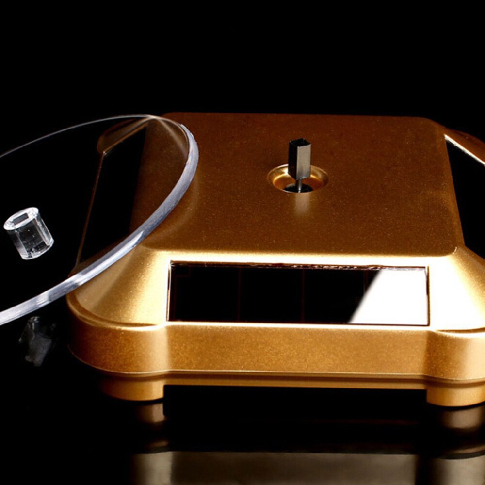 Solar Energy Electric Rotating Display Stand Tray Jewelry Accessories Prop Stand Phone Display Stand No Battery Included(Golden)