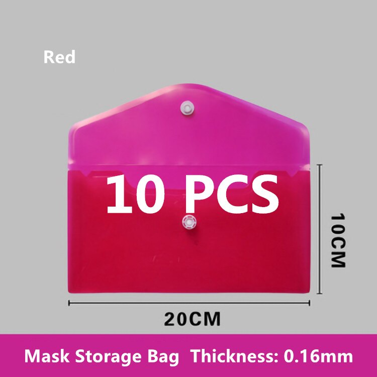 10 stk anti-støv maske opbevaring bærbar pvc maske clips engangs ansigtsmaske opbevaring kuffert beholder sammenfoldelig genbrugsmaske holder: 10 stk 03