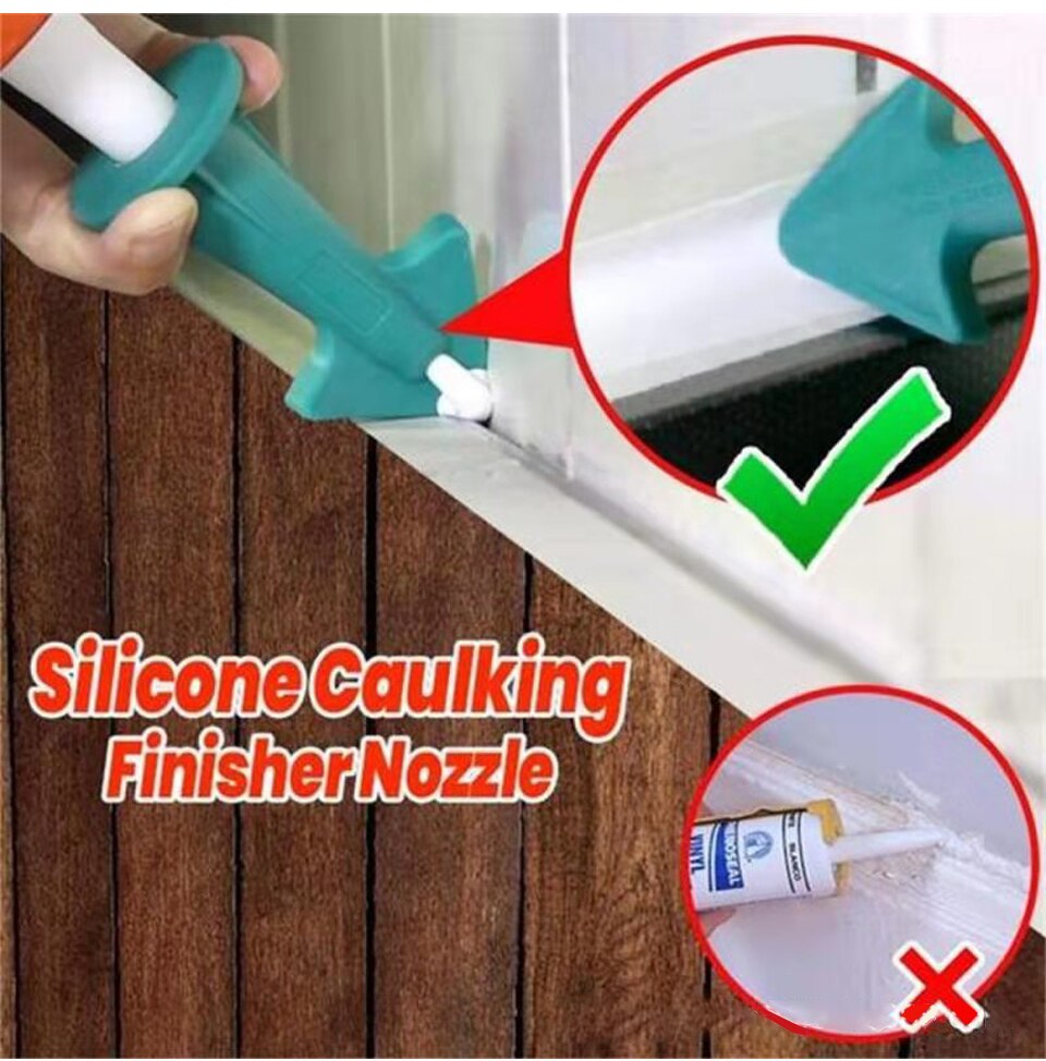 Caulk Finishing Tool Kit Glue Nozzle Scraper Caulking Grouting Sealant Finishing Clean Remover Tool 3pcs Caulk Nozzle & Scraper