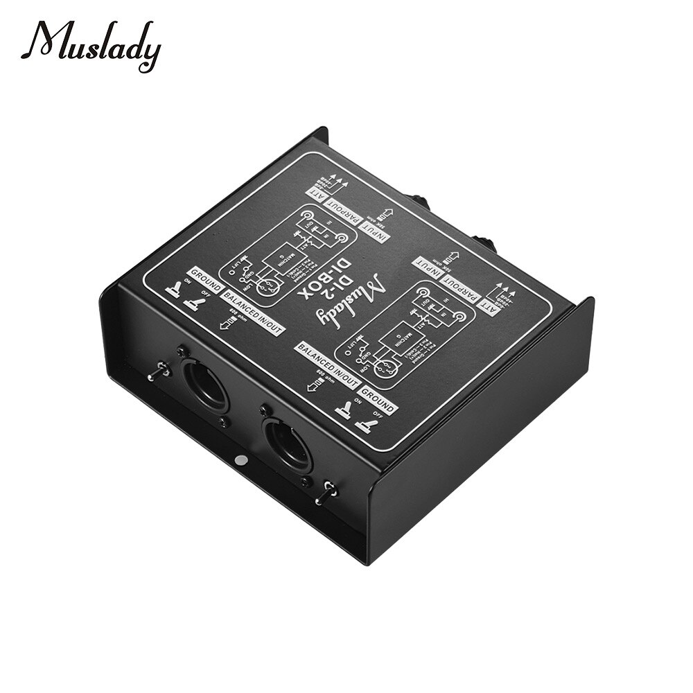 Muslady DI-2 Dual-Channel Passive DI-Box Direct Injection Audio Box Balanced & Unbalance Signal Converter electric