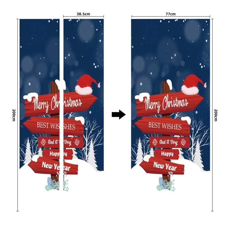 2pcs/set 3D Merry Christmas Sign Decorative Door Sticker Waterproof Self Adhesive Wallpaper Wall Mural Decal