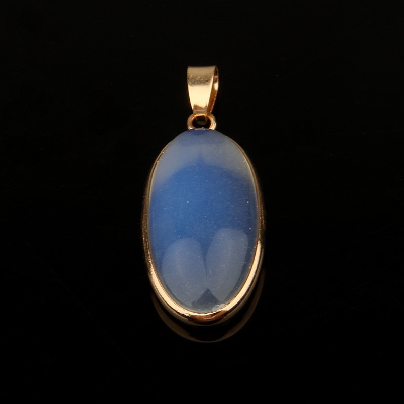 Colgante de piedra Natural con forma ovalada para mujer, colgante de lapislázuli ágata, fabricación de joyas, collar, para mujer, 4x1,6x0,6 cm