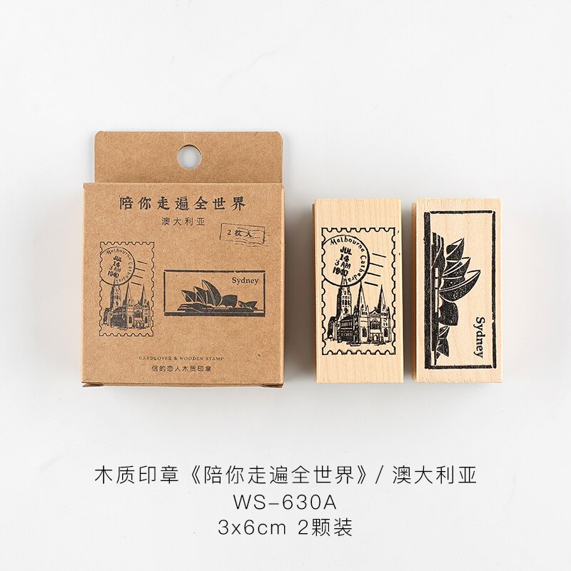 Tampons de voyage Vintage, tampons de voyage dans le monde, tampons en caoutchouc, tampons en bois, tampons standard, pour papeterie scrapbooking, DIY bricolage, 2 pièces/ensemble: 2